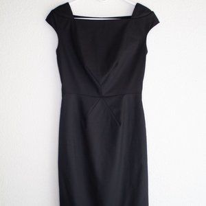L.K. Bennett Square Neck Black Cap Sleeve Dress